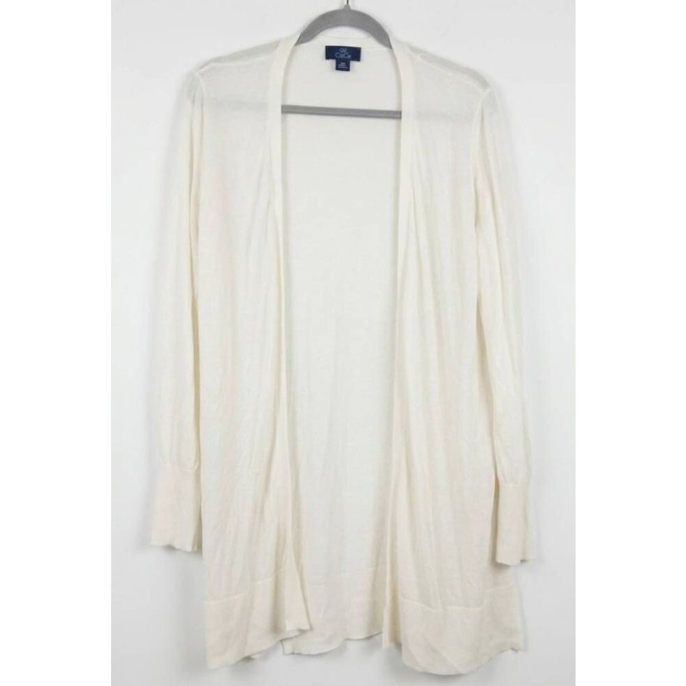 Cece Womens xl sheer gauzy cardigan cream cool for summer